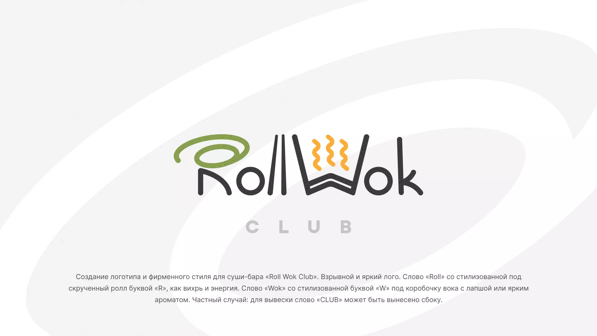 Разработка логотипа и фирменного стиля суши-бара «Roll Wok Club» в Покачах