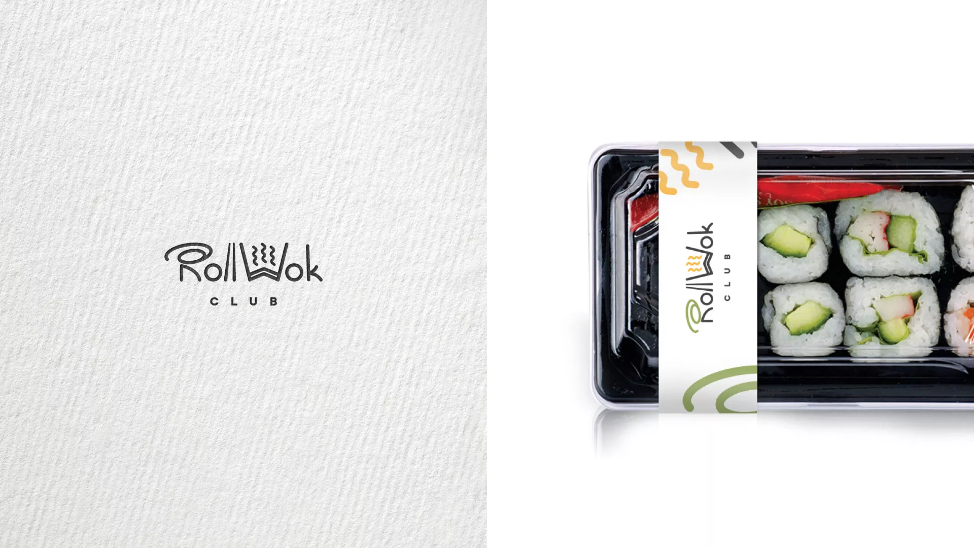 Разработка наклеек для суши-бара «Roll Wok Club» в Покачах